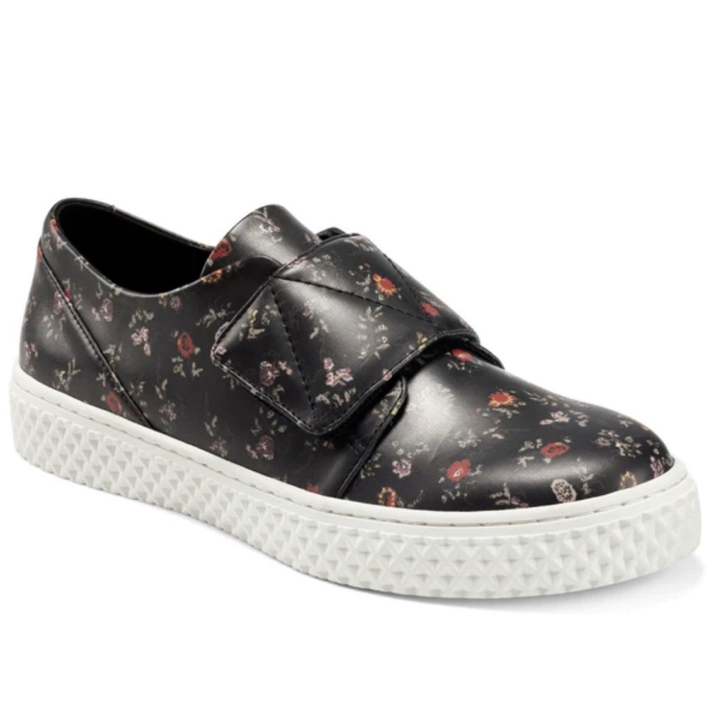 Aerosoles X Laura Ashley La Ebbie Black Floral Velcro Sneakers - 7